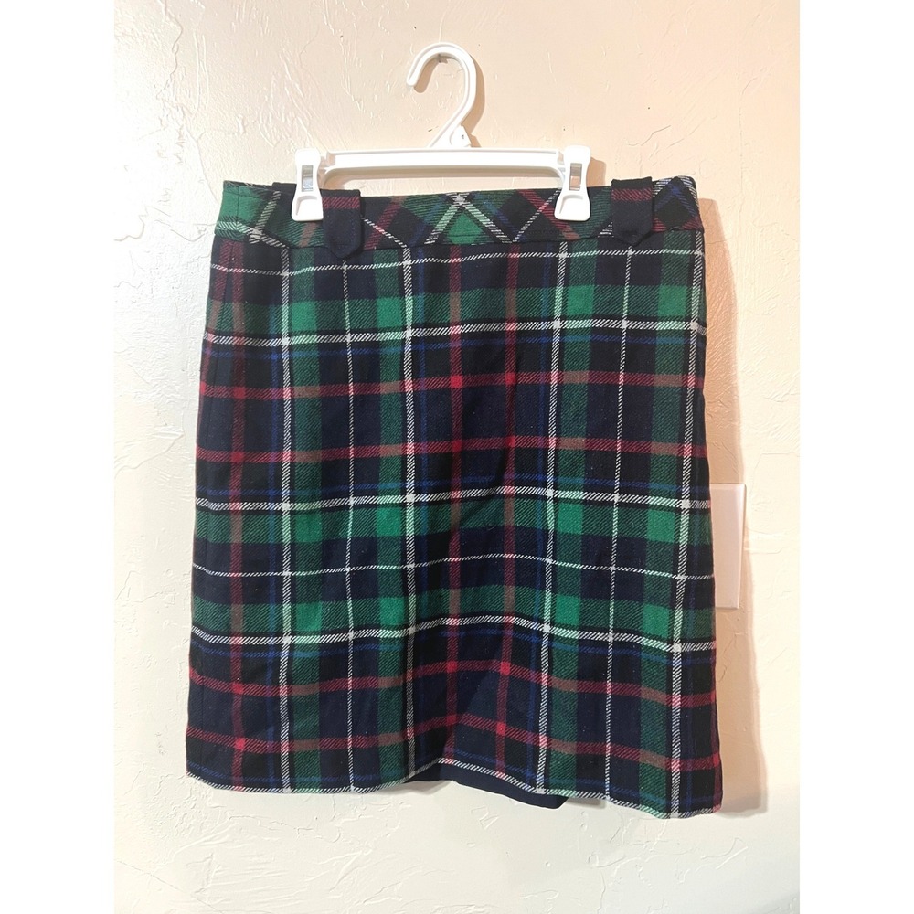 Talbots Women's Plaid Wool Blend Chic Preppy Length Lined Mini knee Skirt Size 8